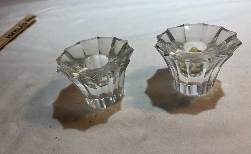 Vintage Clear Glass Candle Holders